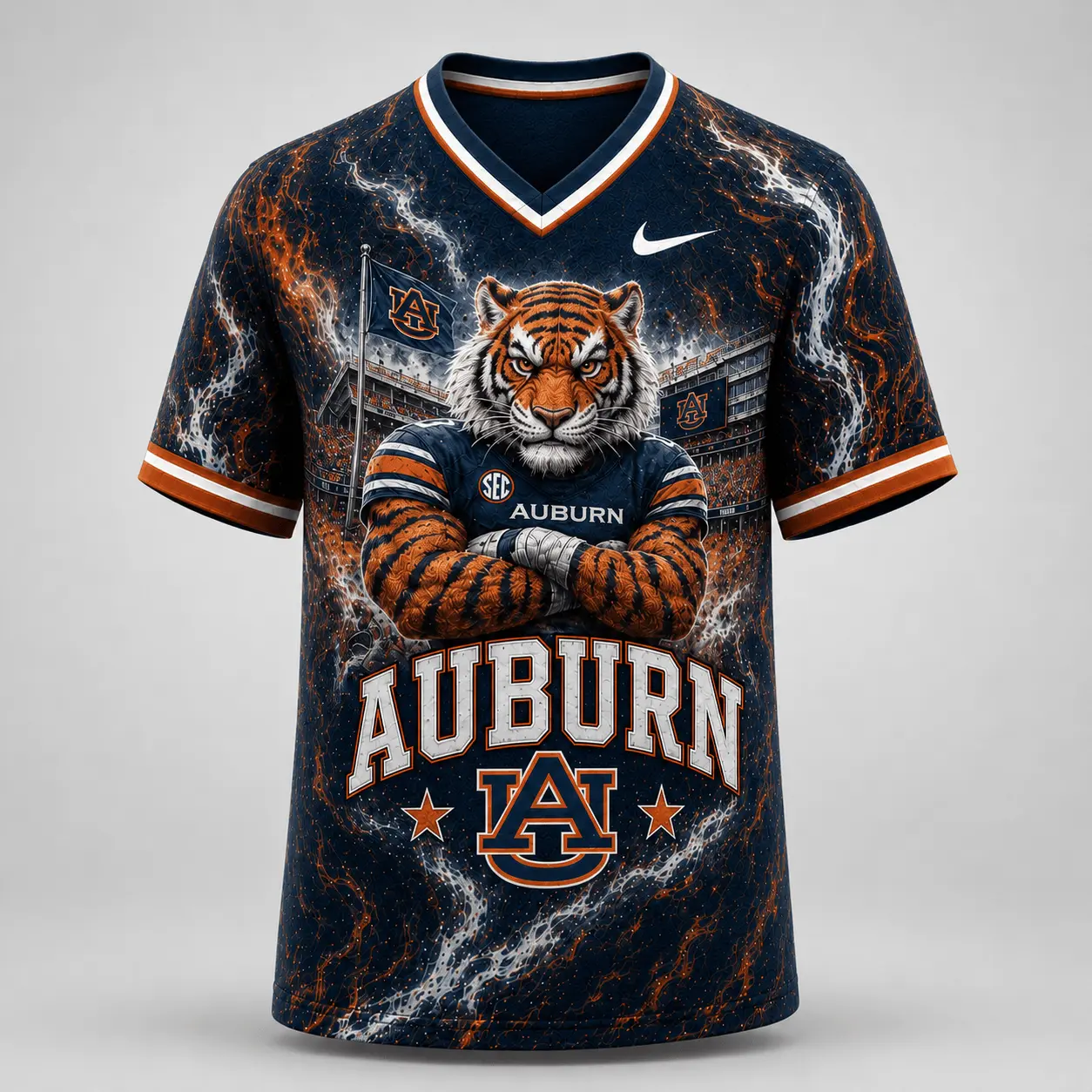 Auburn Tigers | Premium NCAA Game Day Heritage Fan V-Neck NY - Image 2