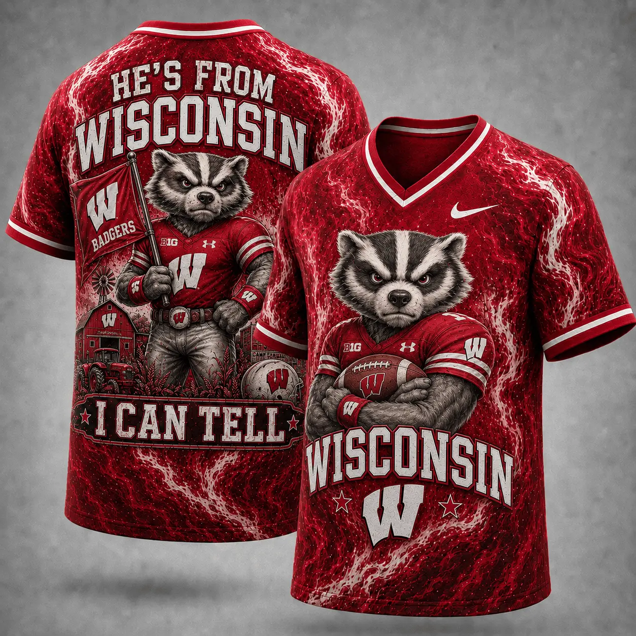 Wisconsin Badgers | Premium NCAA Game Day Heritage Fan V-Neck NY
