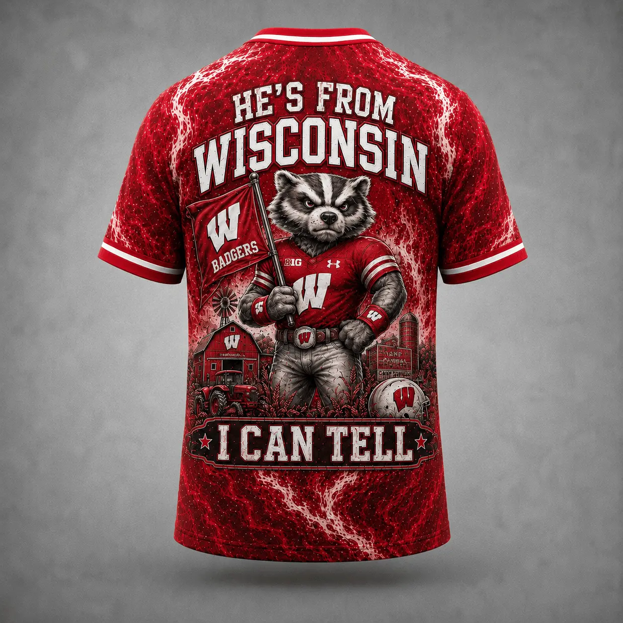 Wisconsin Badgers | Premium NCAA Game Day Heritage Fan V-Neck NY - Image 3