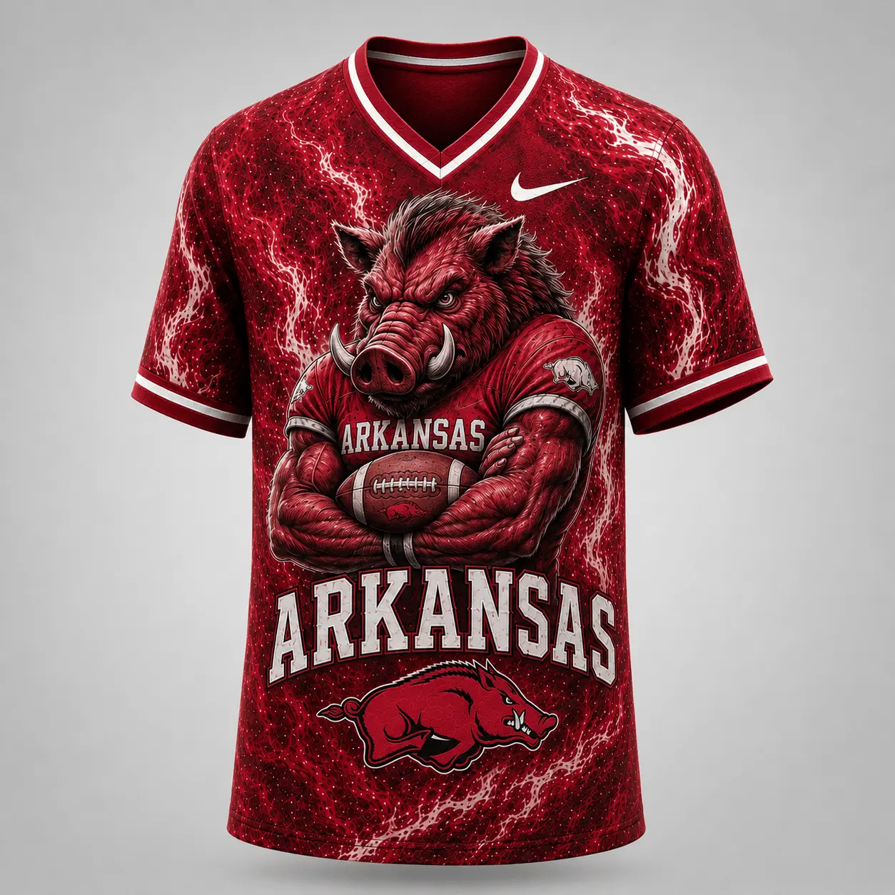 Arkansas Razorbacks | Premium NCAA Game Day Heritage Fan V-Neck NY - Image 2
