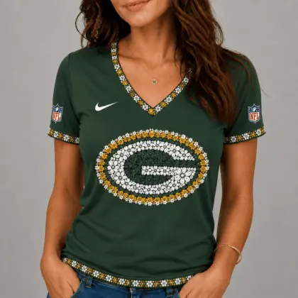 Green Bay Packers | Premium NFL Flower Logo V-Neck NY