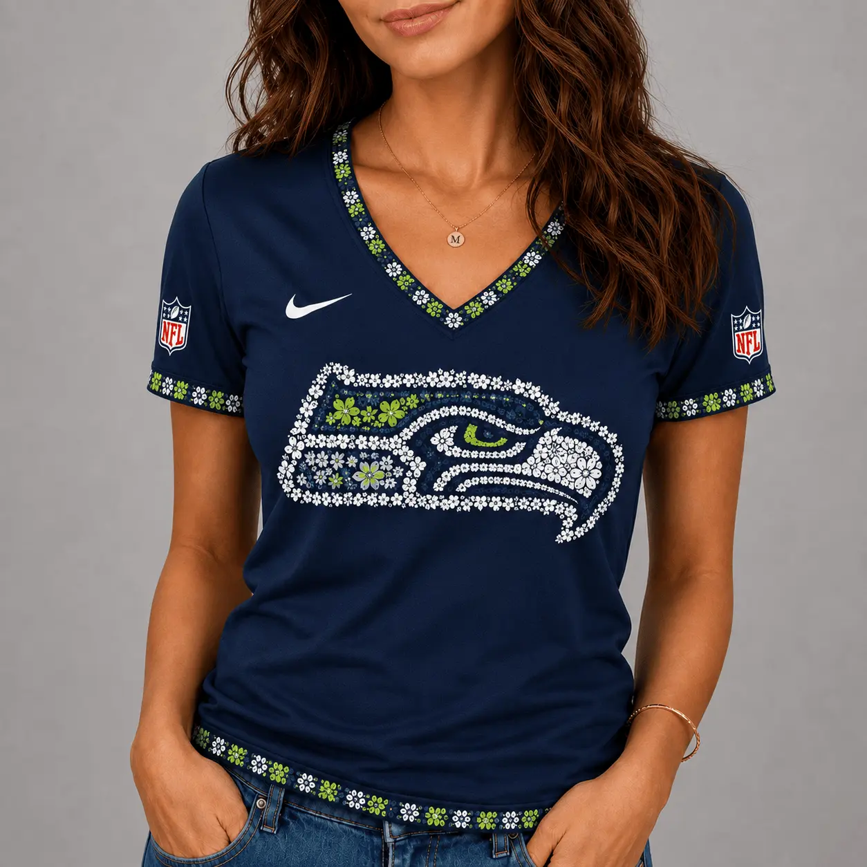Seattle Seahawks | Premium NFL Flower Logo V-Neck NY