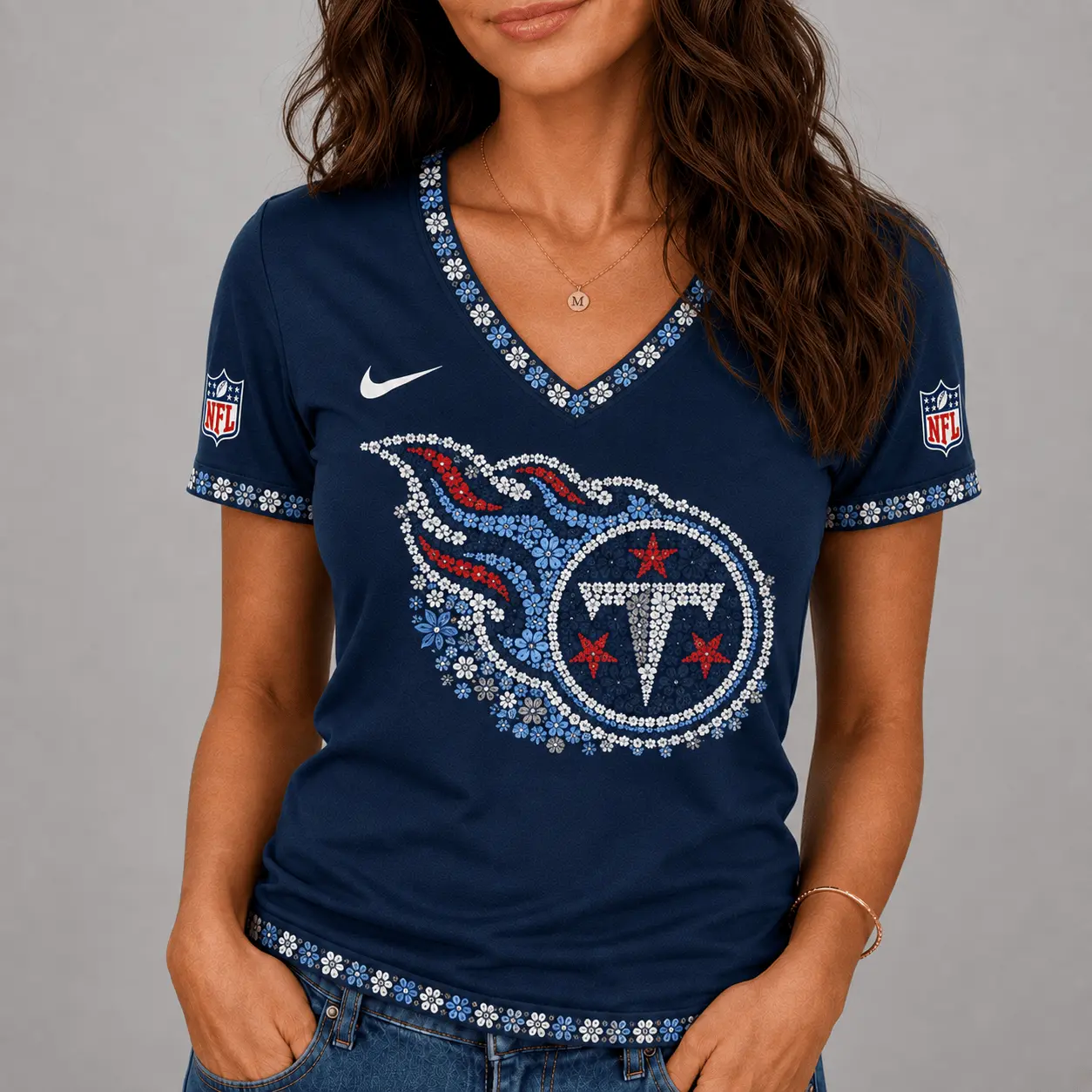 Tennessee Titans | Premium NFL Flower Logo V-Neck NY