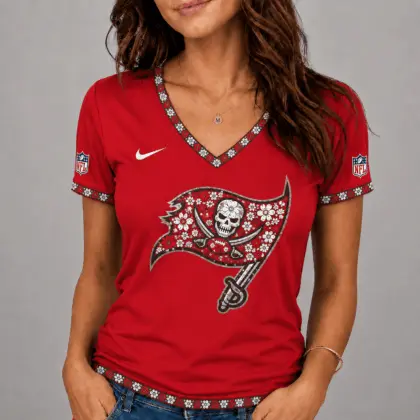 Tampa Bay Buccaneers | Premium NFL Flower Logo V-Neck NY