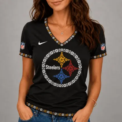 Pittsburgh Steelers | Premium NFL Flower Logo V-Neck NY