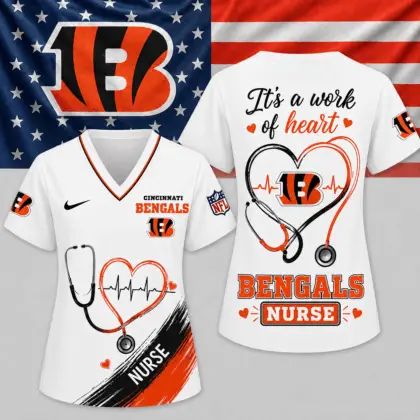 Cincinnati Bengals | Premium NFL Nurse Work of Heart V-Neck Shirt NY