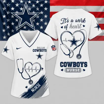 Dallas Cowboys | Premium NFL Nurse Work of Heart V-Neck Shirt NY