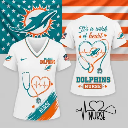 Miami Dolphins | Premium NFL Nurse Work of Heart V-Neck Shirt NY