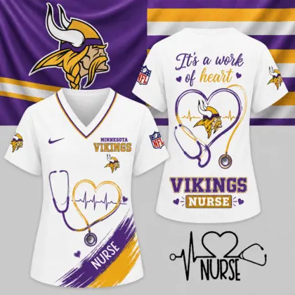 Minnesota Vikings | Premium NFL Nurse Work of Heart V-Neck Shirt NY