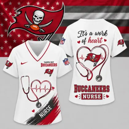 Tampa Bay Buccaneers | Premium NFL Nurse Work of Heart V-Neck Shirt NY