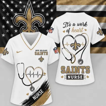 New Orleans Saints | Premium NFL Nurse Work of Heart V-Neck Shirt NY