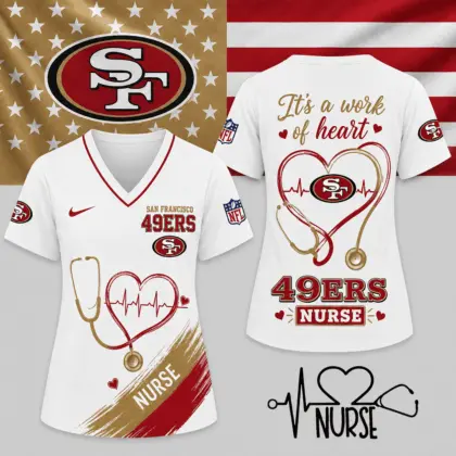 San Francisco 49ers | Premium NFL Nurse Work of Heart V-Neck Shirt NY
