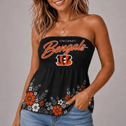 Cincinnati Bengals | Premium NFL Floral Strapless Top Long Sleeveless NY