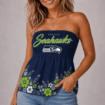 Seattle Seahawks | Premium NFL Floral Strapless Top Long Sleeveless NY