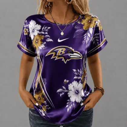 Baltimore Ravens | Premium NFL Floral Satin Shirt NY