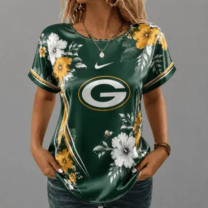 Green Bay Packers | Premium NFL Floral Satin Shirt NY