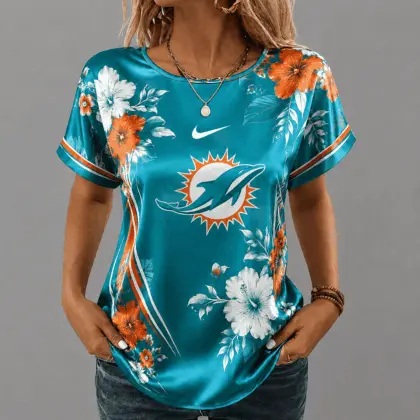 Miami Dolphins | Premium NFL Floral Satin Shirt NY