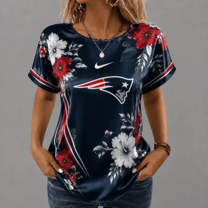 New England Patriots | Premium NFL Floral Satin Shirt NY