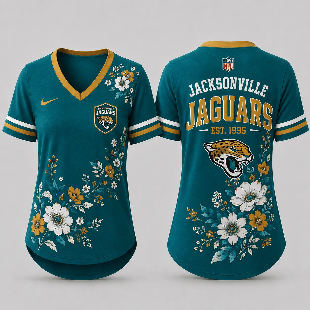 Jacksonville Jaguars | Premium NFL Gridiron Bloom V-neck NY