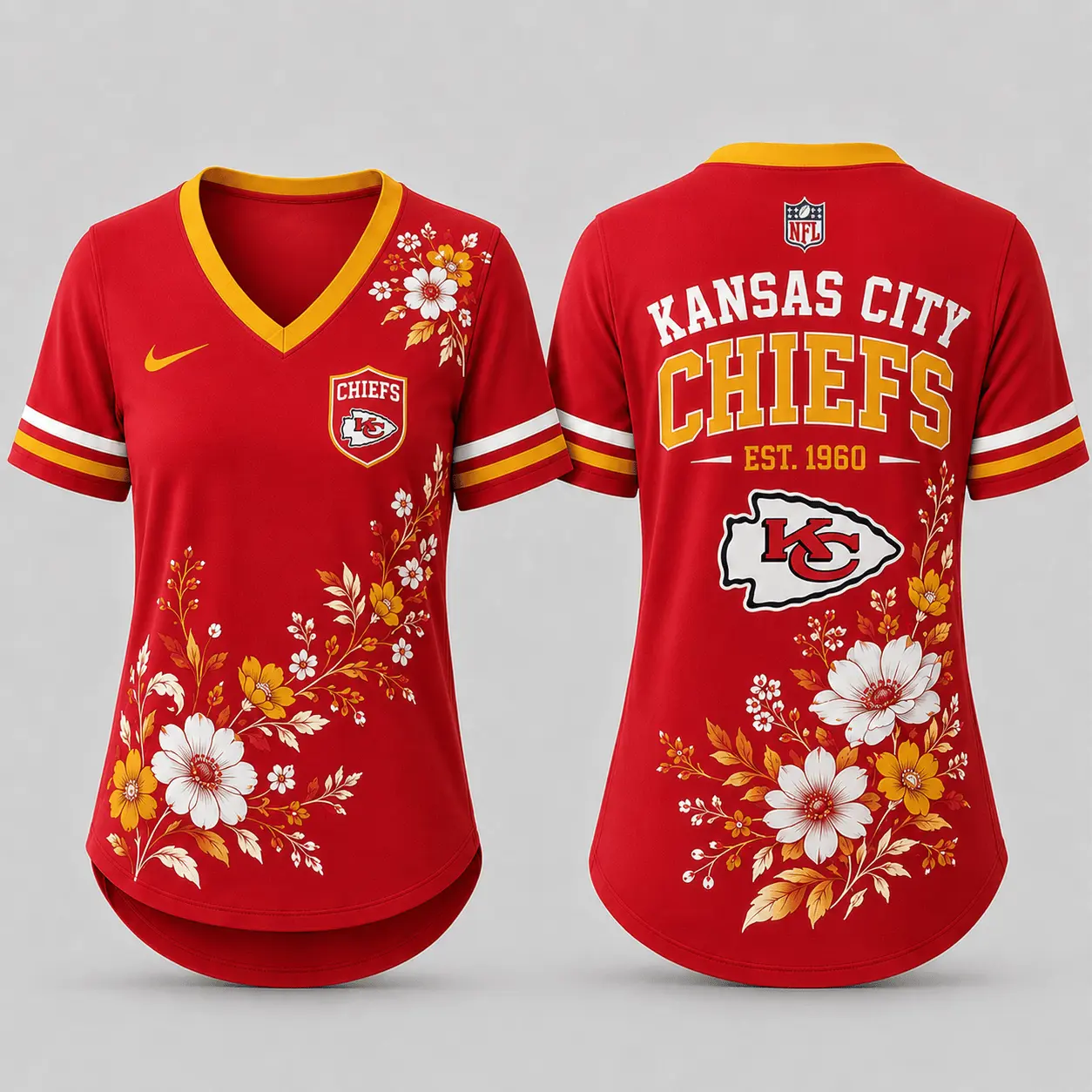 Kansas City Chiefs | Premium NFL Gridiron Bloom V-neck NY