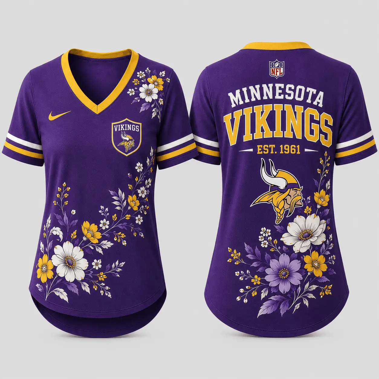 Minnesota Vikings | Premium NFL Gridiron Bloom V-neck NY