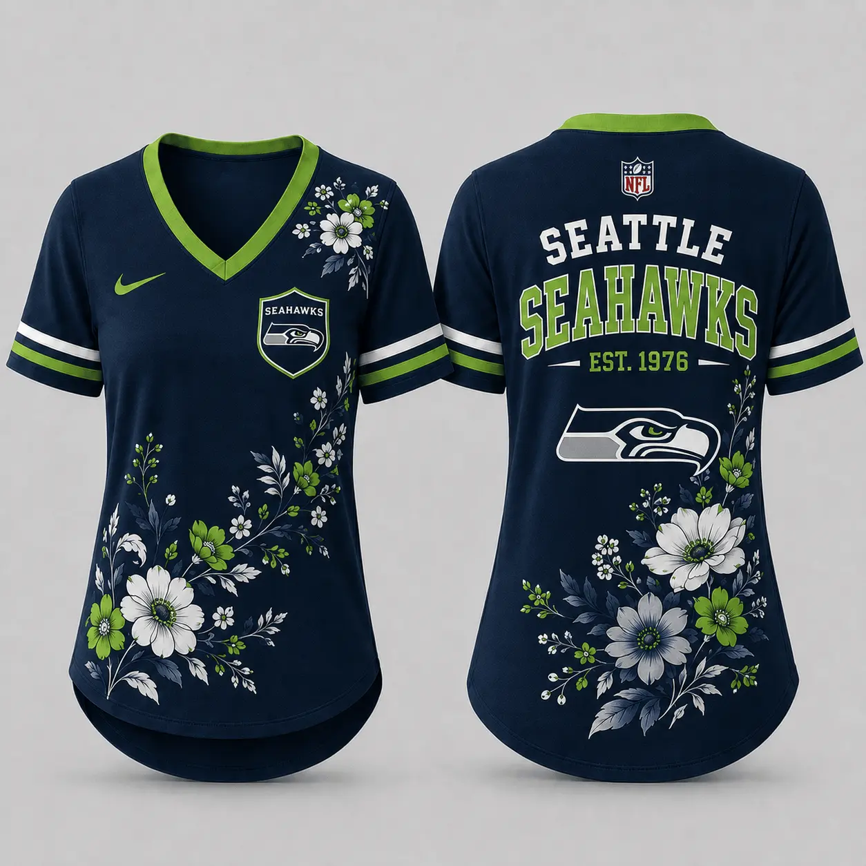Seattle Seahawks | Premium NFL Gridiron Bloom V-neck NY