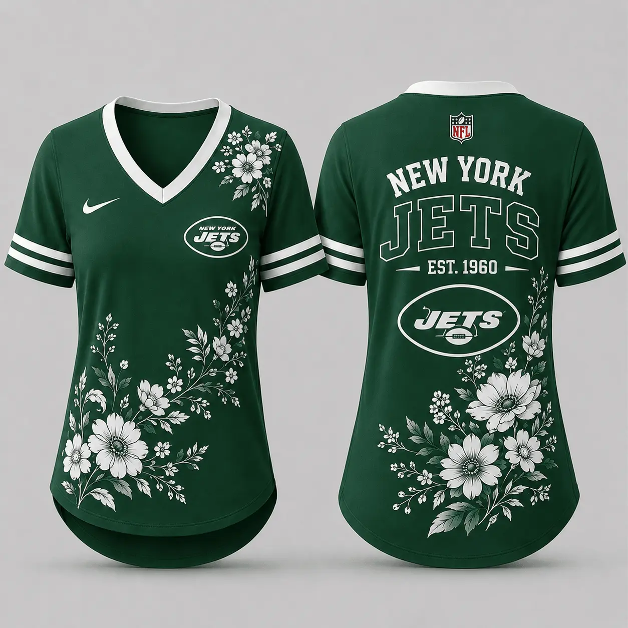 New York Jets | Premium NFL Gridiron Bloom V-neck NY