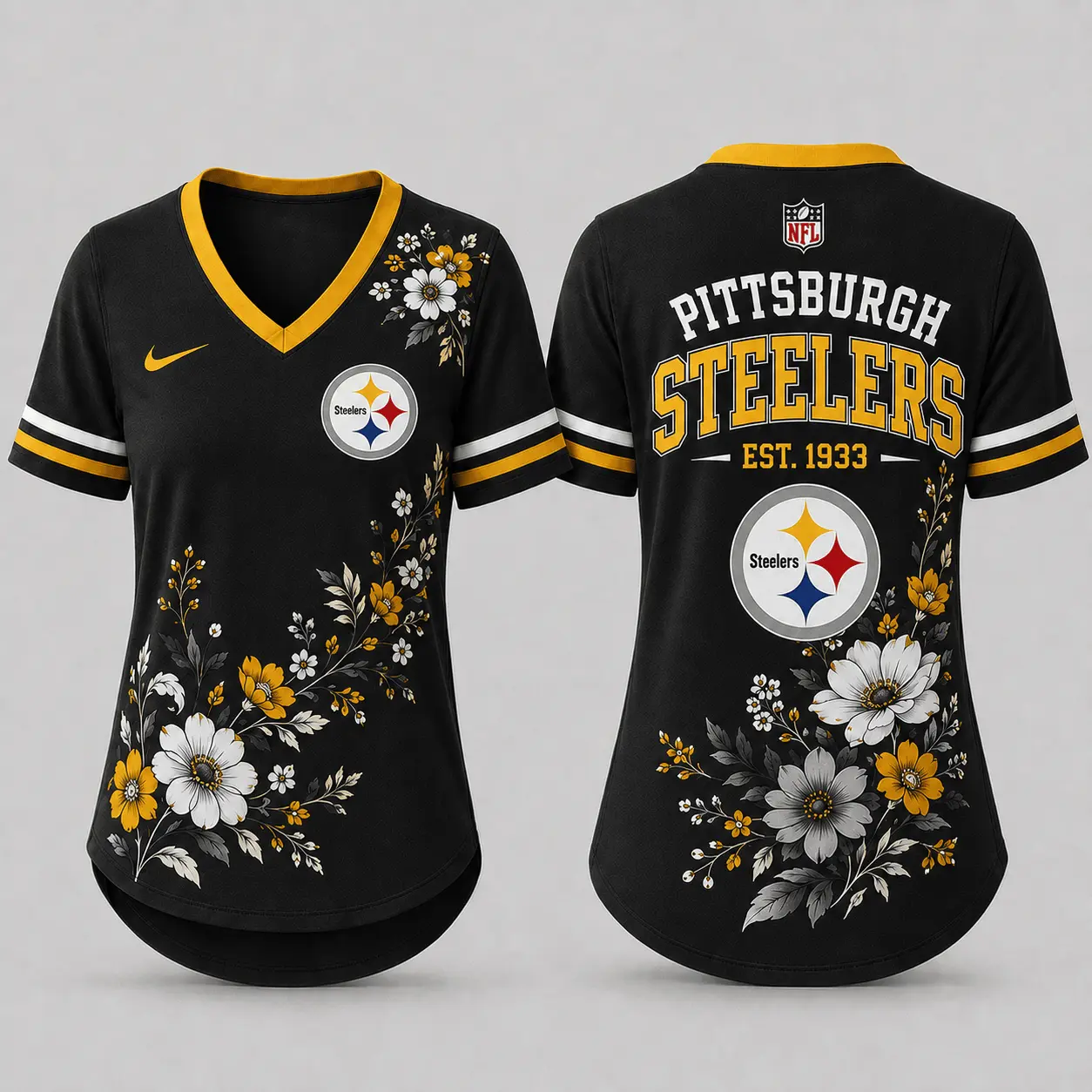 Pittsburgh Steelers | Premium NFL Gridiron Bloom V-neck NY