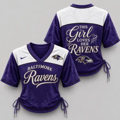Baltimore Ravens | Premium NFL This Girl Loves Game Day Women Lace-Up Jersey TD