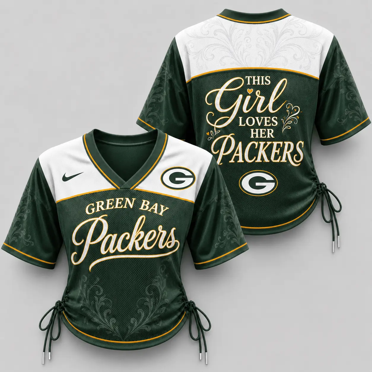 Green Bay Packers | Premium NFL This Girl Loves Game Day Women Lace-Up Jersey TD
