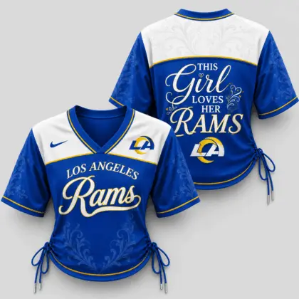 Los Angeles Rams | Premium NFL This Girl Loves Game Day Women Lace-Up Jersey TD