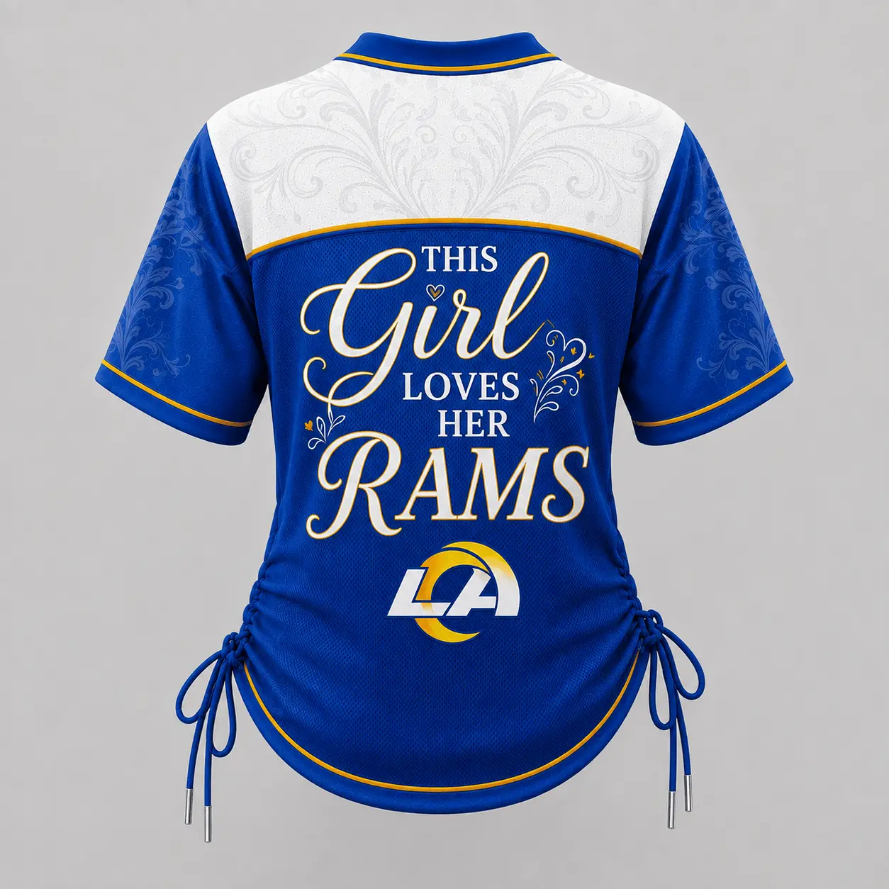 Los Angeles Rams | Premium NFL This Girl Loves Game Day Women Lace-Up Jersey TD - Image 3