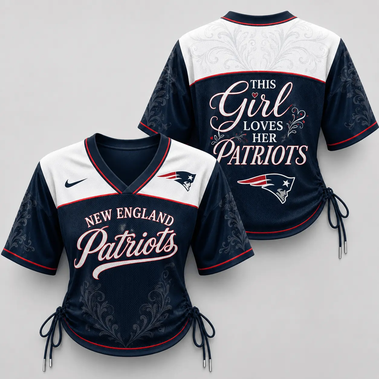 New England Patriots | Premium NFL This Girl Loves Game Day Women Lace-Up Jersey TD