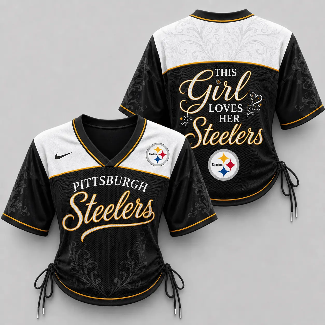 Pittsburgh Steelers | Premium NFL This Girl Loves Game Day Women Lace-Up Jersey TD
