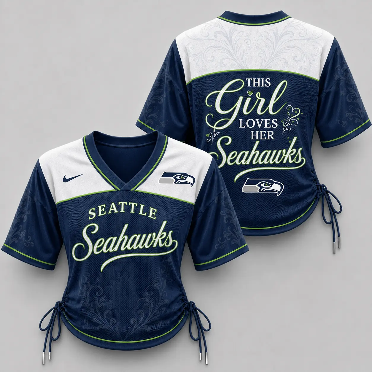 Seattle Seahawks | Premium NFL This Girl Loves Game Day Women Lace-Up Jersey TD