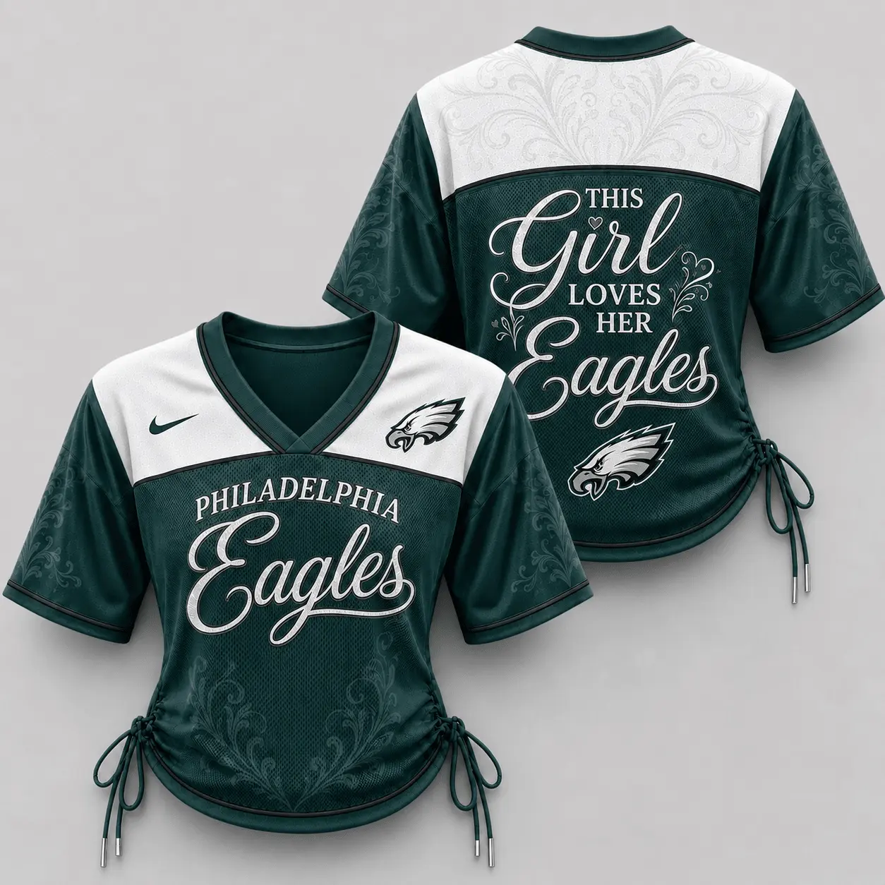Philadelphia Eagles | Premium NFL This Girl Loves Game Day Women Lace-Up Jersey TD