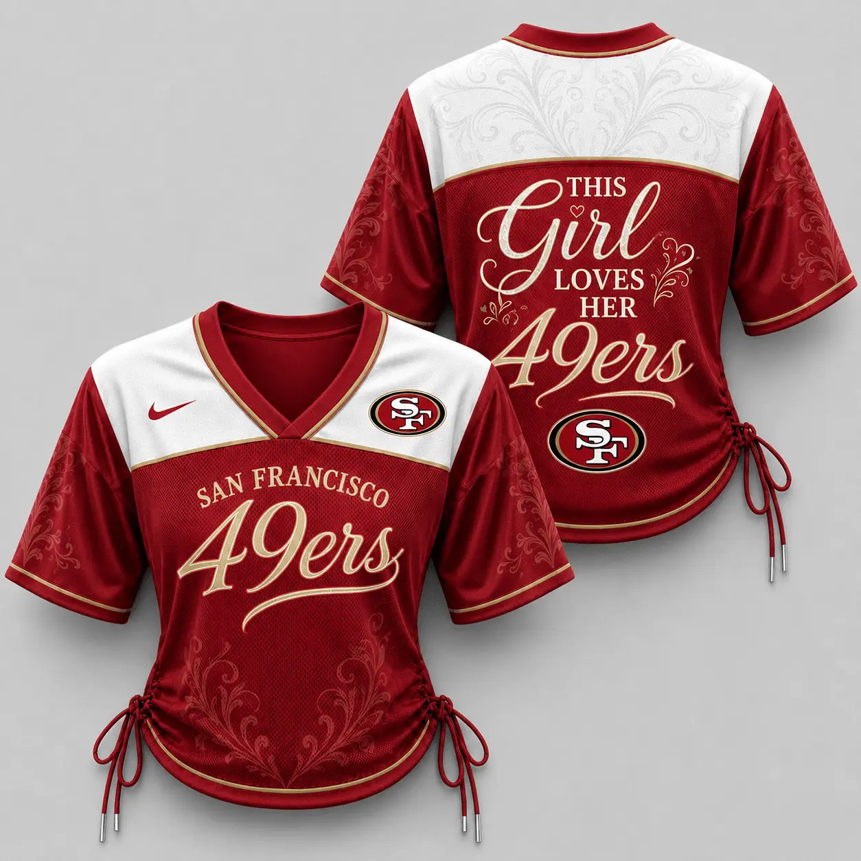 San Francisco 49ers | Premium NFL This Girl Loves Game Day Women Lace-Up Jersey TD