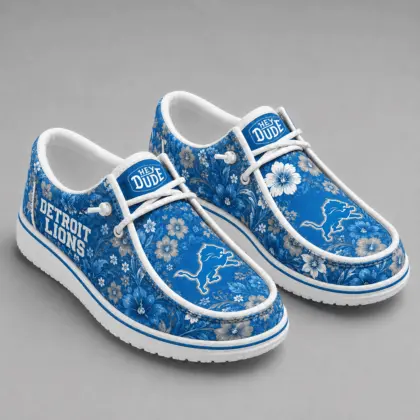 Detroit Lions | Premium NFL Team Colors Floral Loafer Shoes TD