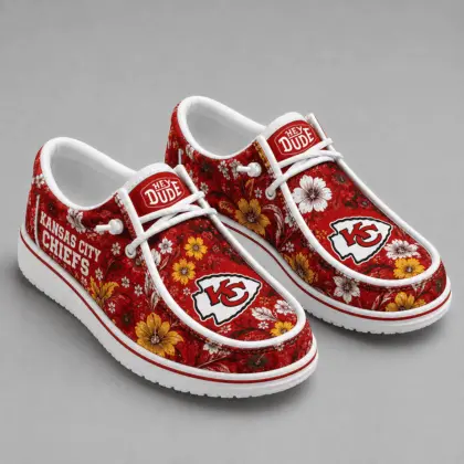 Kansas City Chiefs | Premium NFL Team Colors Floral Loafer Shoes TD