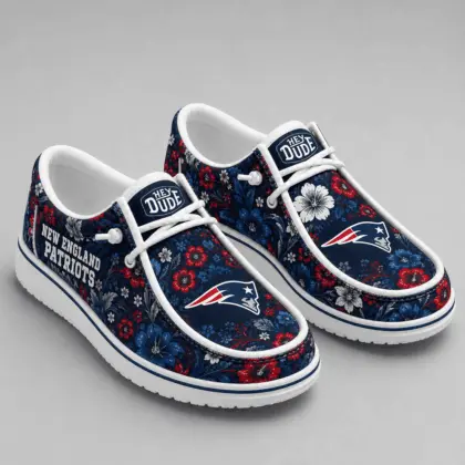 New England Patriots | Premium NFL Team Colors Floral Loafer Shoes TD