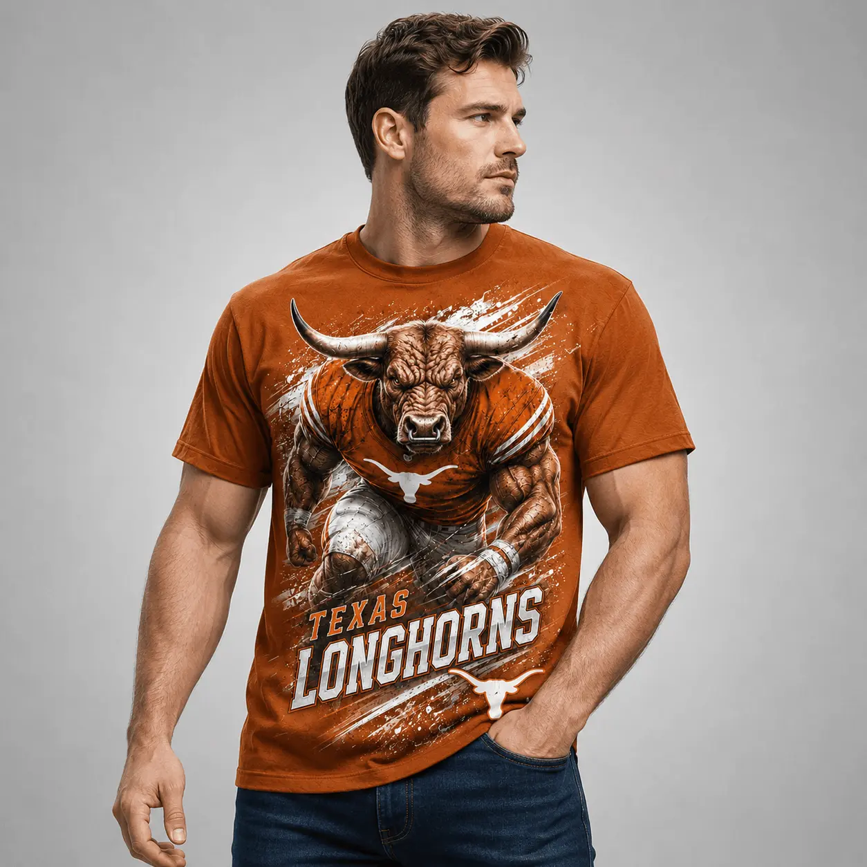 Texas Longhorns | Premium NCAA Fierce Mascot Team Pride T-Shirt TD - Image 3