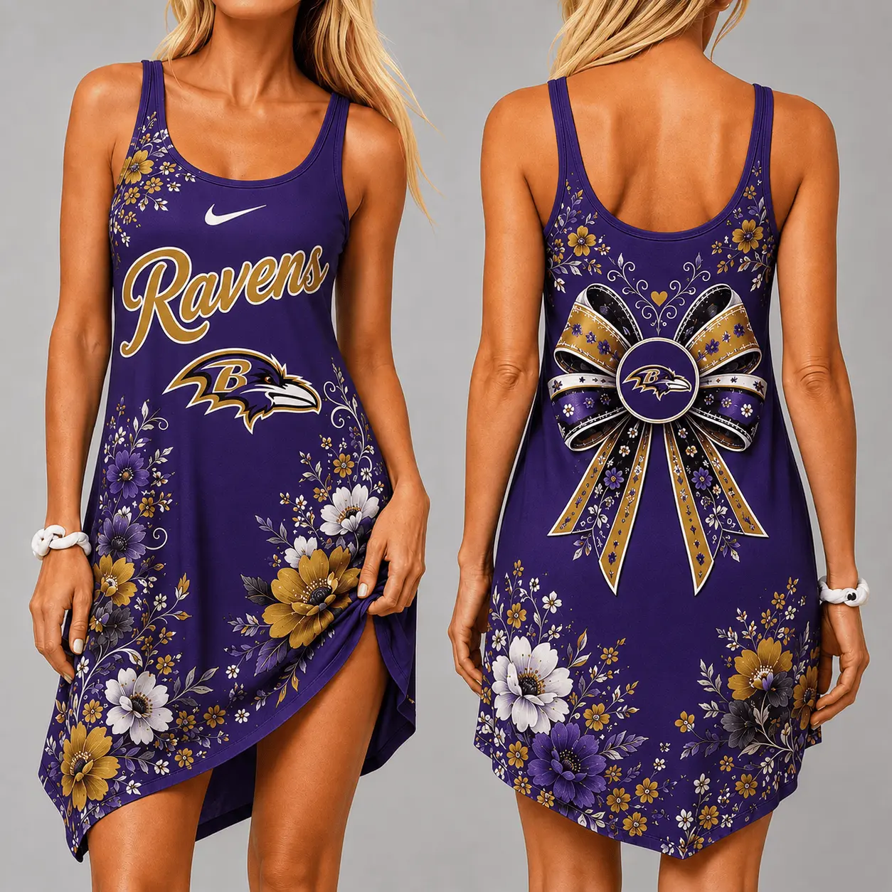 Baltimore Ravens | Premium NFL Floral Women’s Sleeveless Cami Dress NY