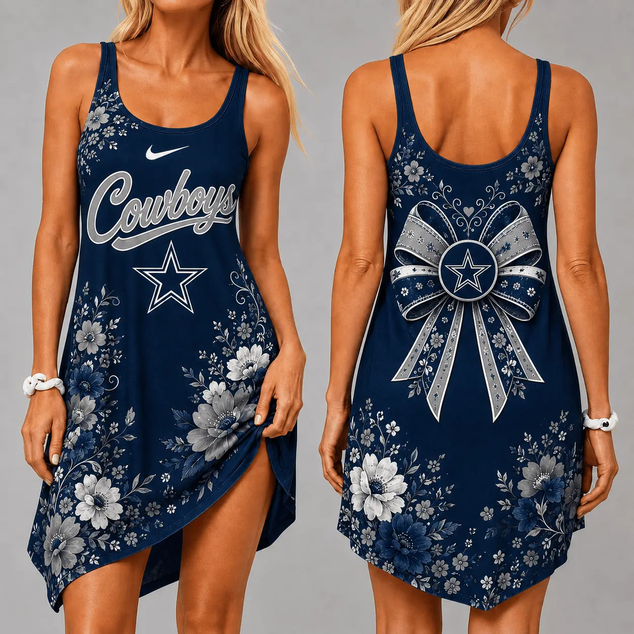 Dallas Cowboys | Premium NFL Floral Women’s Sleeveless Cami Dress NY