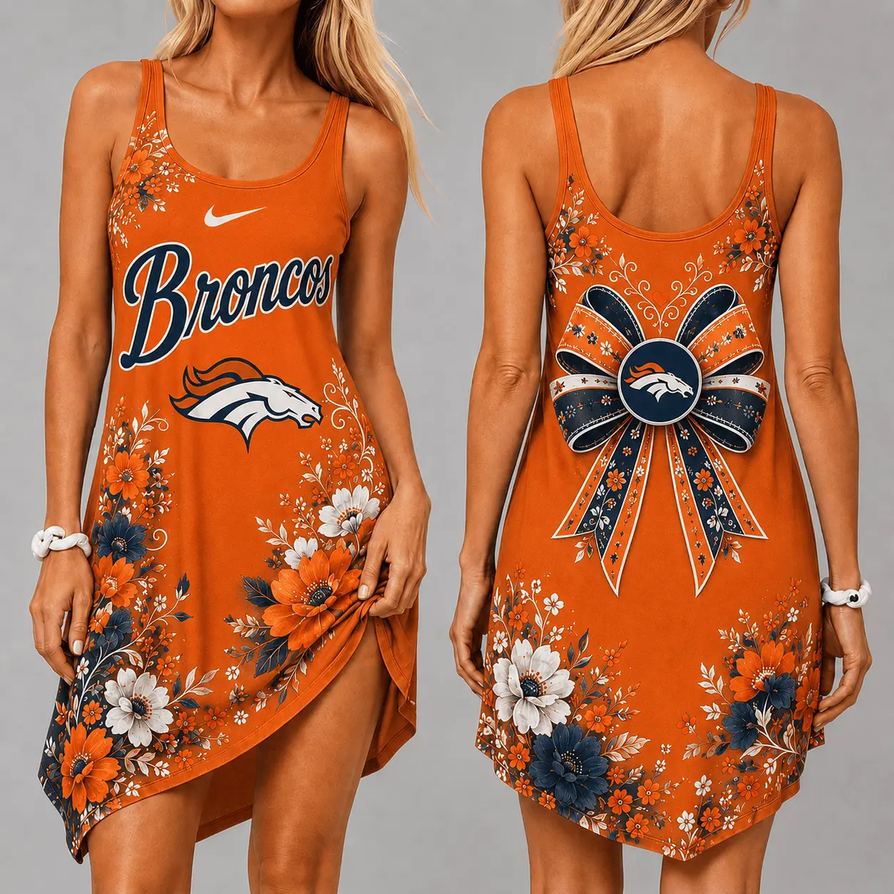 Denver Broncos | Premium NFL Floral Women’s Sleeveless Cami Dress NY