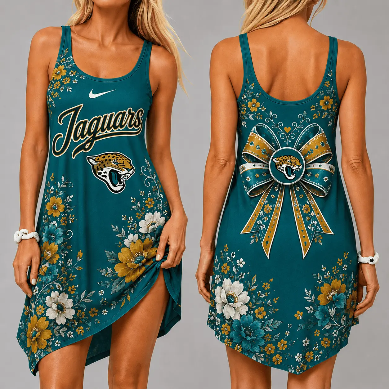 Jacksonville Jaguars | Premium NFL Floral Women’s Sleeveless Cami Dress NY