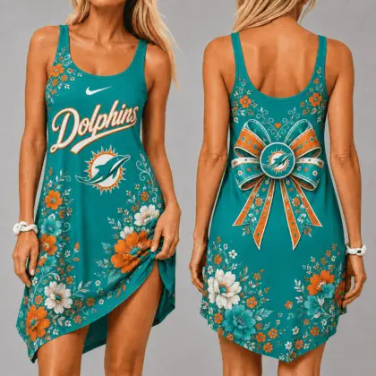 Miami Dolphins | Premium NFL Floral Women’s Sleeveless Cami Dress NY