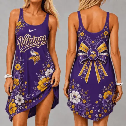 Minnesota Vikings | Premium NFL Floral Women’s Sleeveless Cami Dress NY