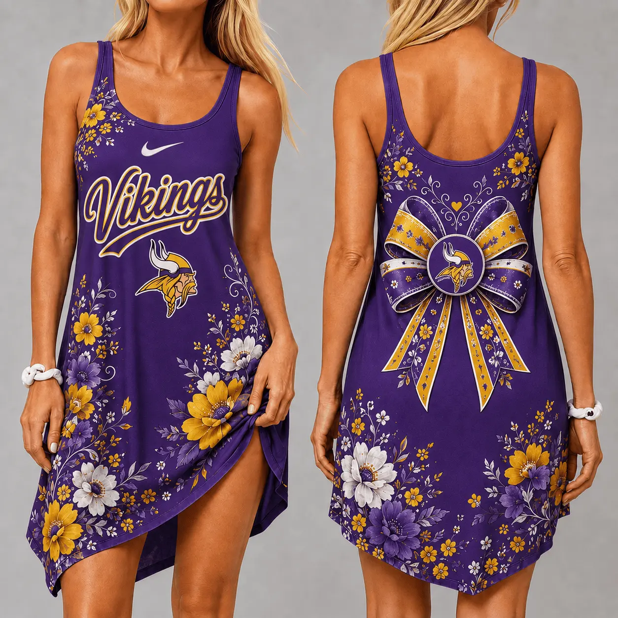 Minnesota Vikings | Premium NFL Floral Women’s Sleeveless Cami Dress NY