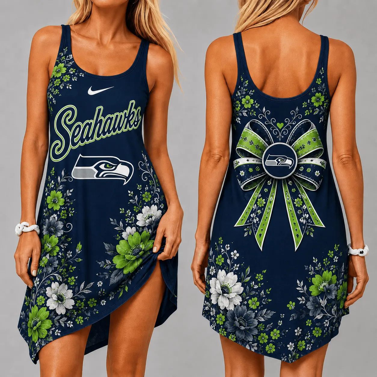Seattle Seahawks | Premium NFL Floral Women’s Sleeveless Cami Dress NY