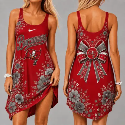 Tampa Bay Buccaneers | Premium NFL Floral Women’s Sleeveless Cami Dress NY
